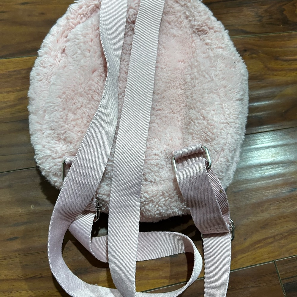 PLAYBOY Pink Furry Backpack Small, zip up, flaws, vintage Y2K - Picture 7 of 11